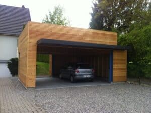 Carport avec bardage bois et aluminium